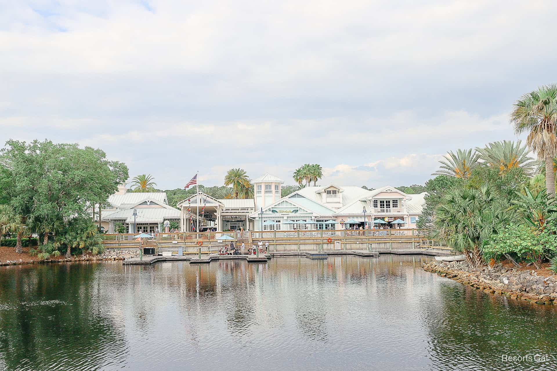 the view of arriving at Disney's Old Key West by water taxi 