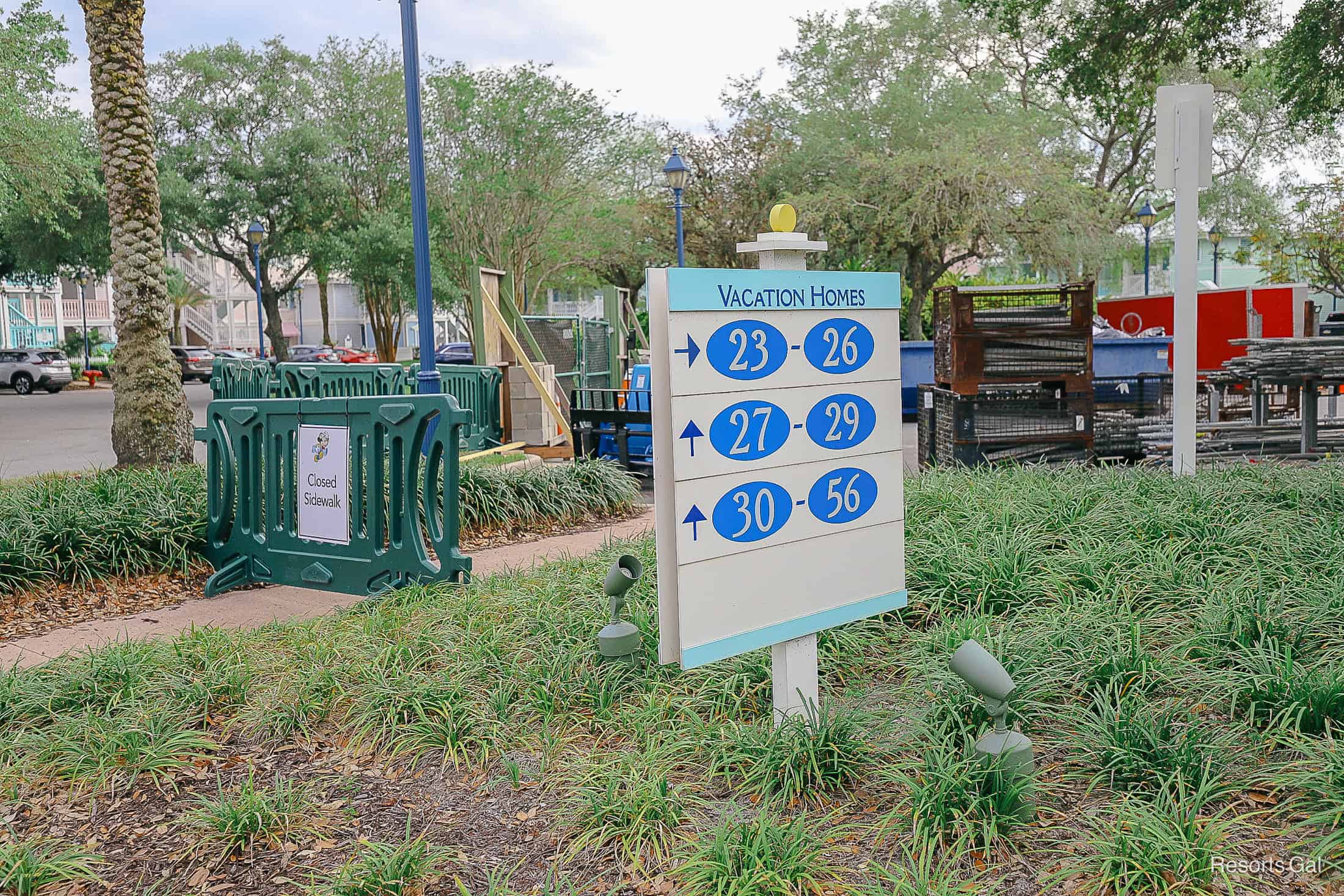 a sign that lists the vacation homes at Disney's Old Key West 