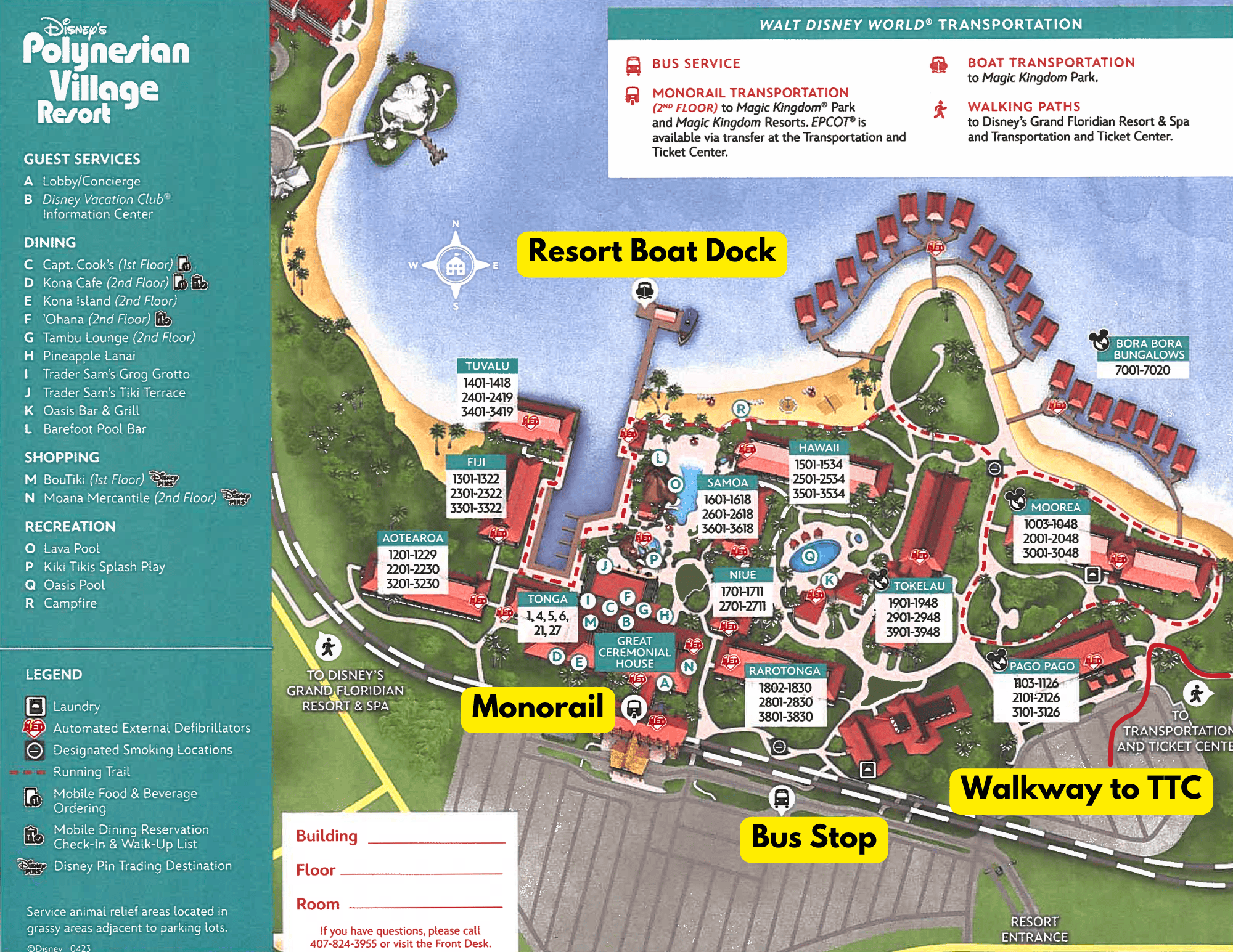 Disney's Polynesian Village Resort Transportation Map 