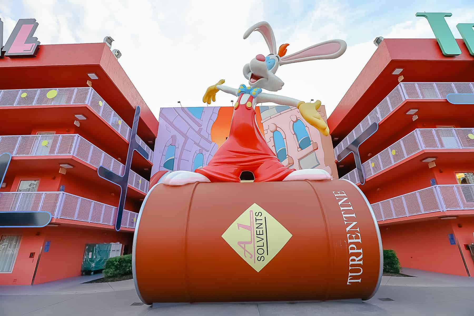 Roger Rabbit welcomes guests to the 80s section of Pop Century. 