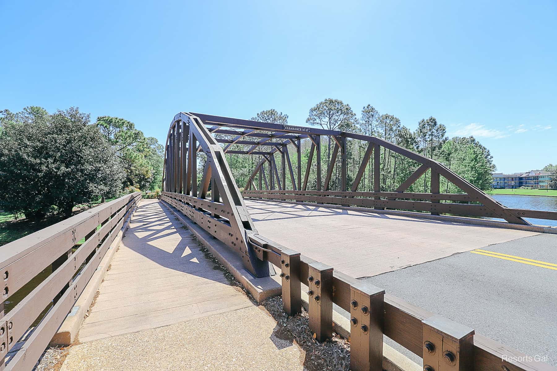 a resort bridge and foot bridge in Port Orleans Riverside 