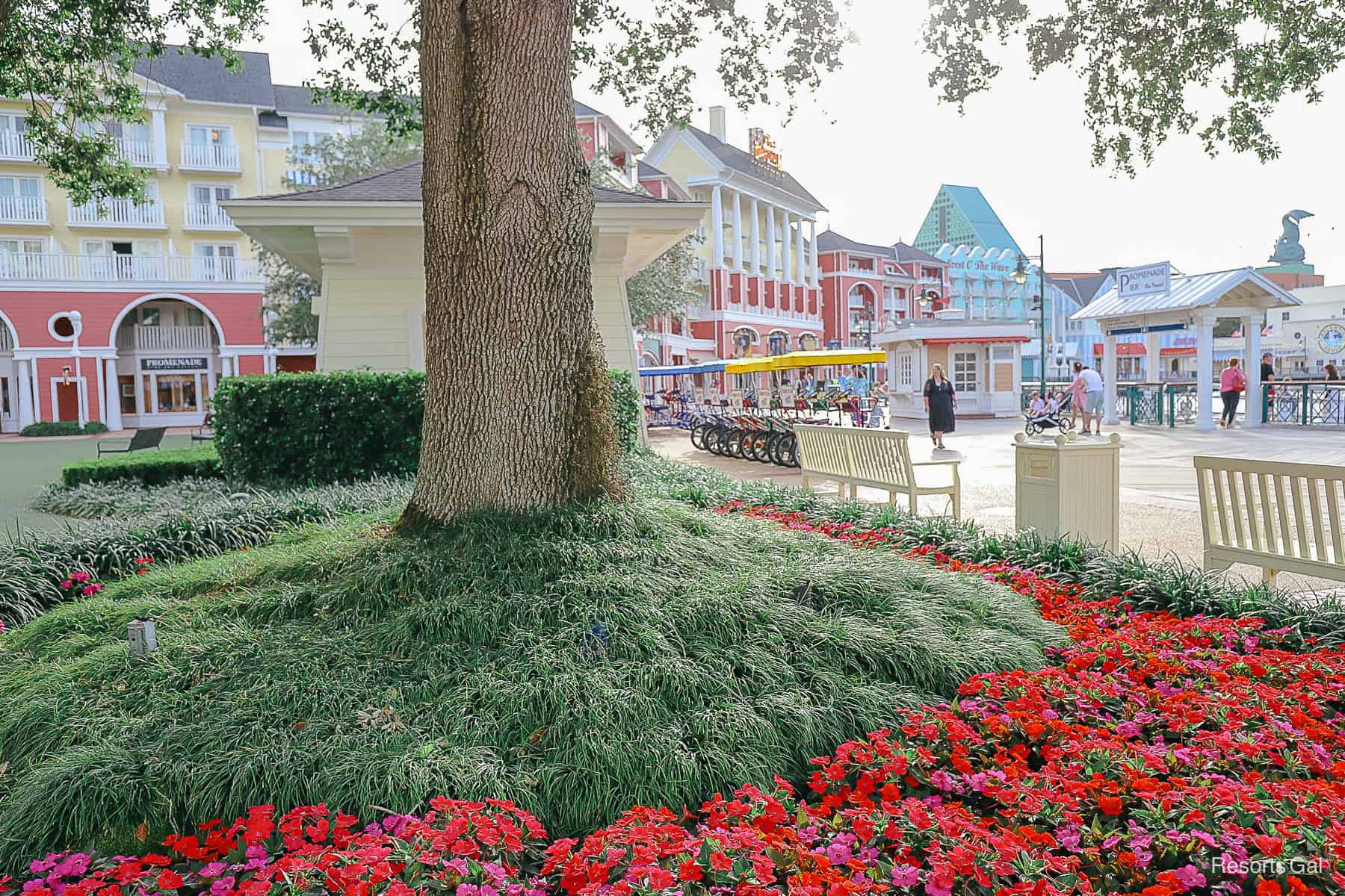 a scene on Disney's Boardwalk with guests relaxing 