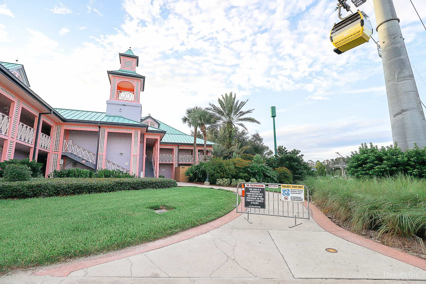 a sign blocking an area at a Disney Resort Hotel due to refurbishment