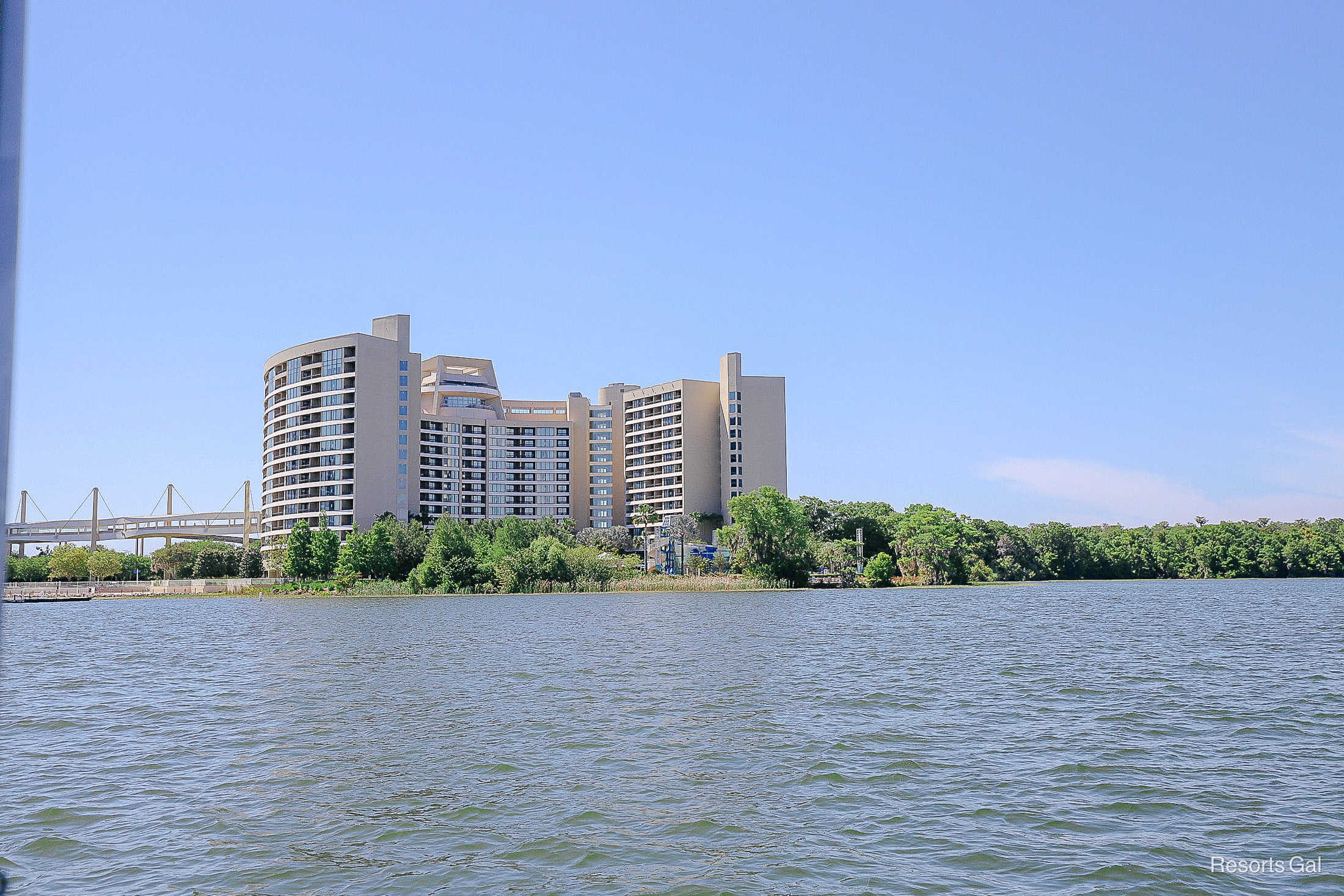 Bay Lake Tower Resort as seen from the lake, a resort based on category, price, and location 