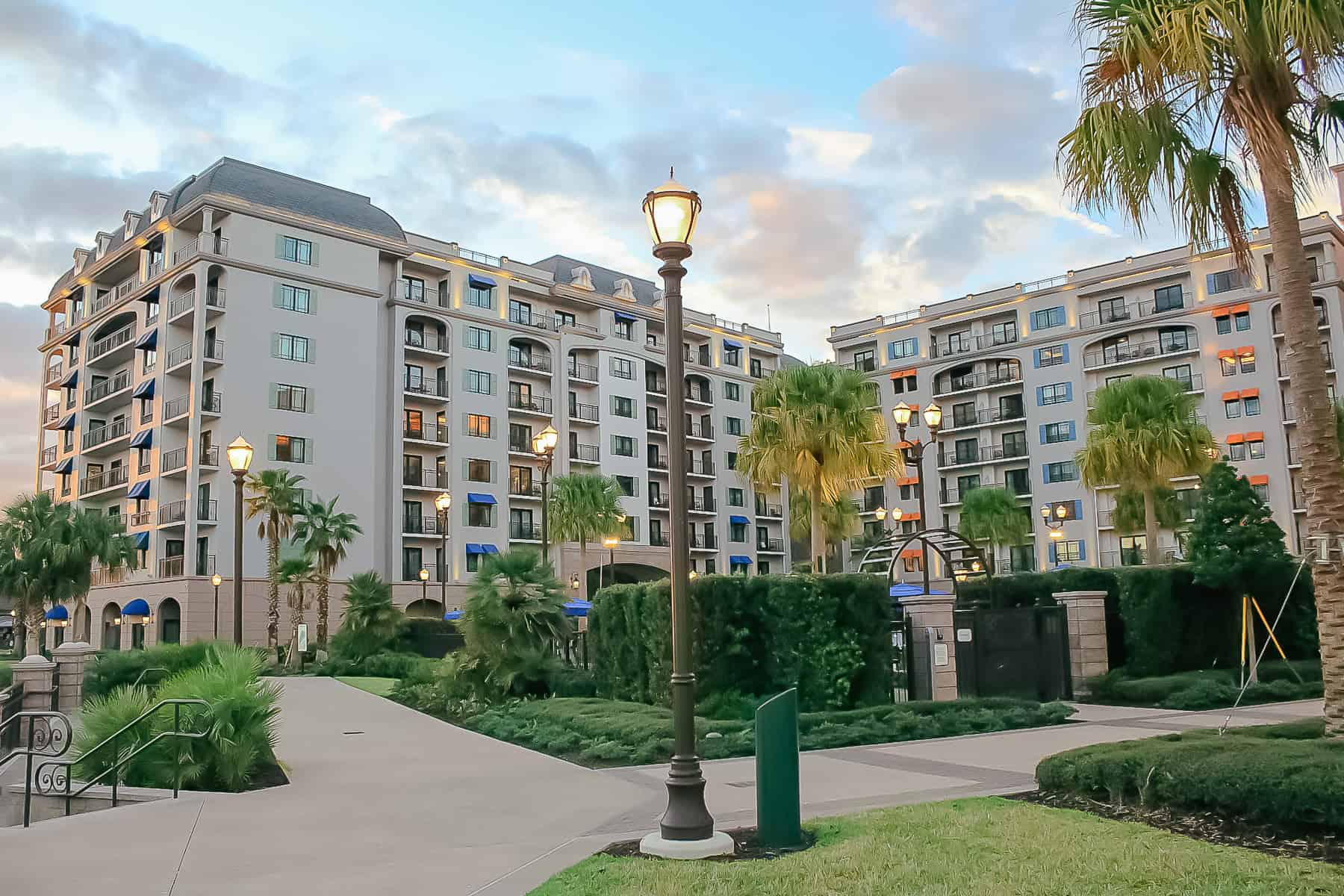 Disney's Riviera Resort at sunset 