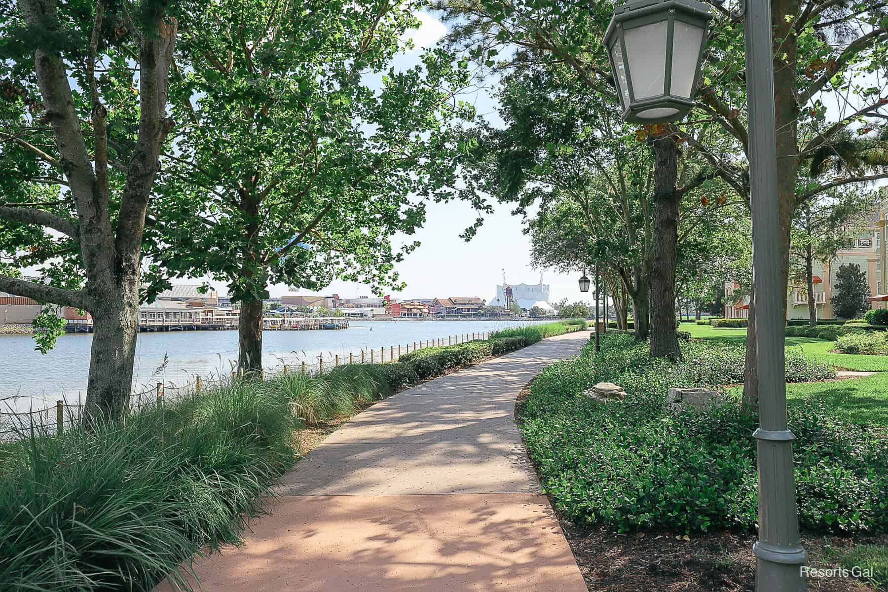 the walking path to Disney Springs from Saratoga Springs 