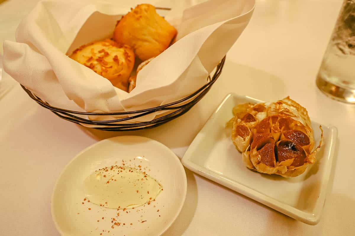 onion rolls with roasted garlic at one of Disney's signature restaurants 