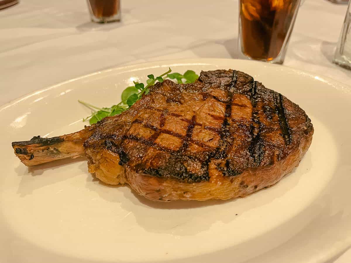 a ribeye steak from Shula's Steakhouse, a signature dining restaurant at Disney World 