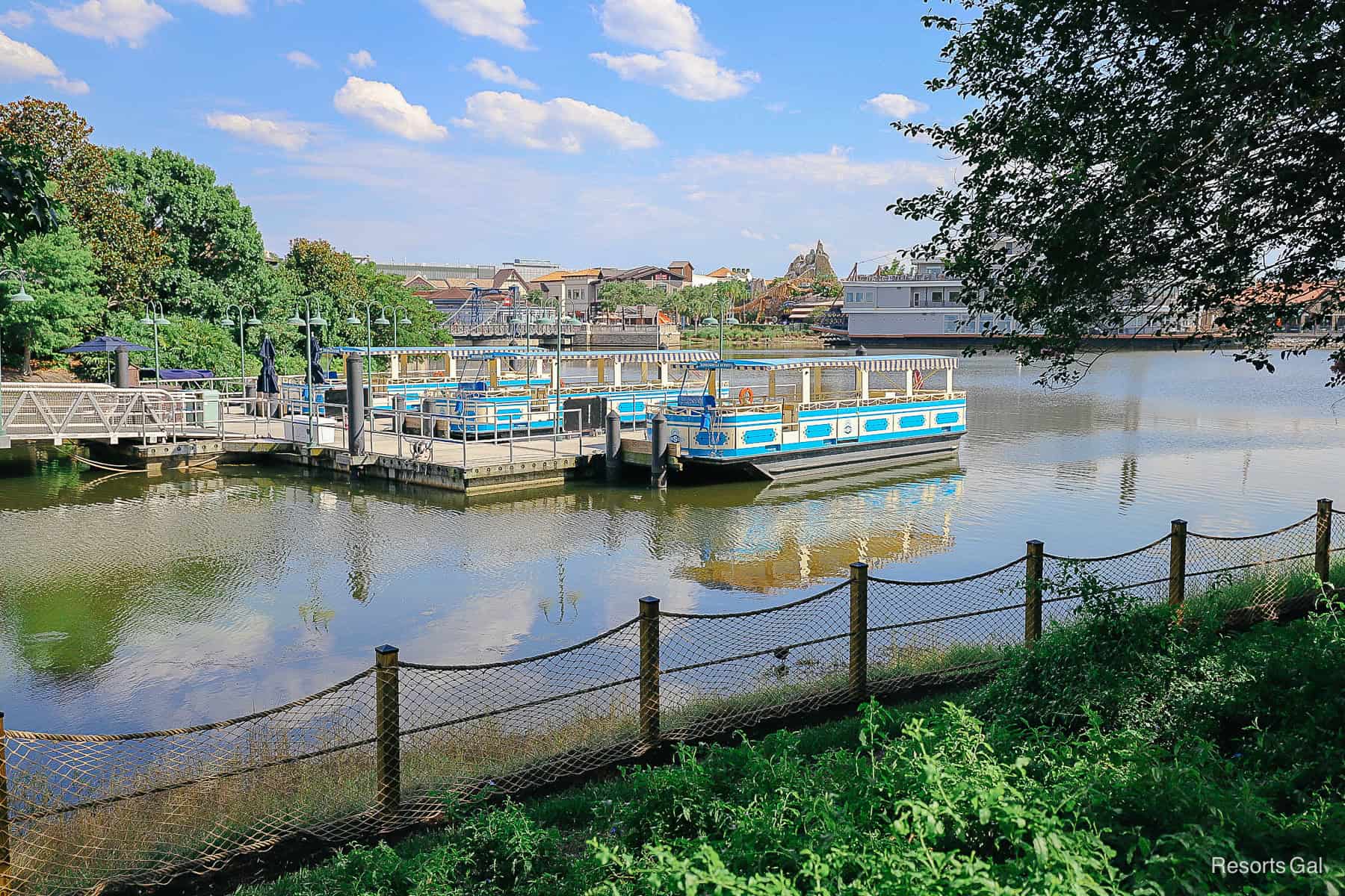 boats docked at Disney Springs 