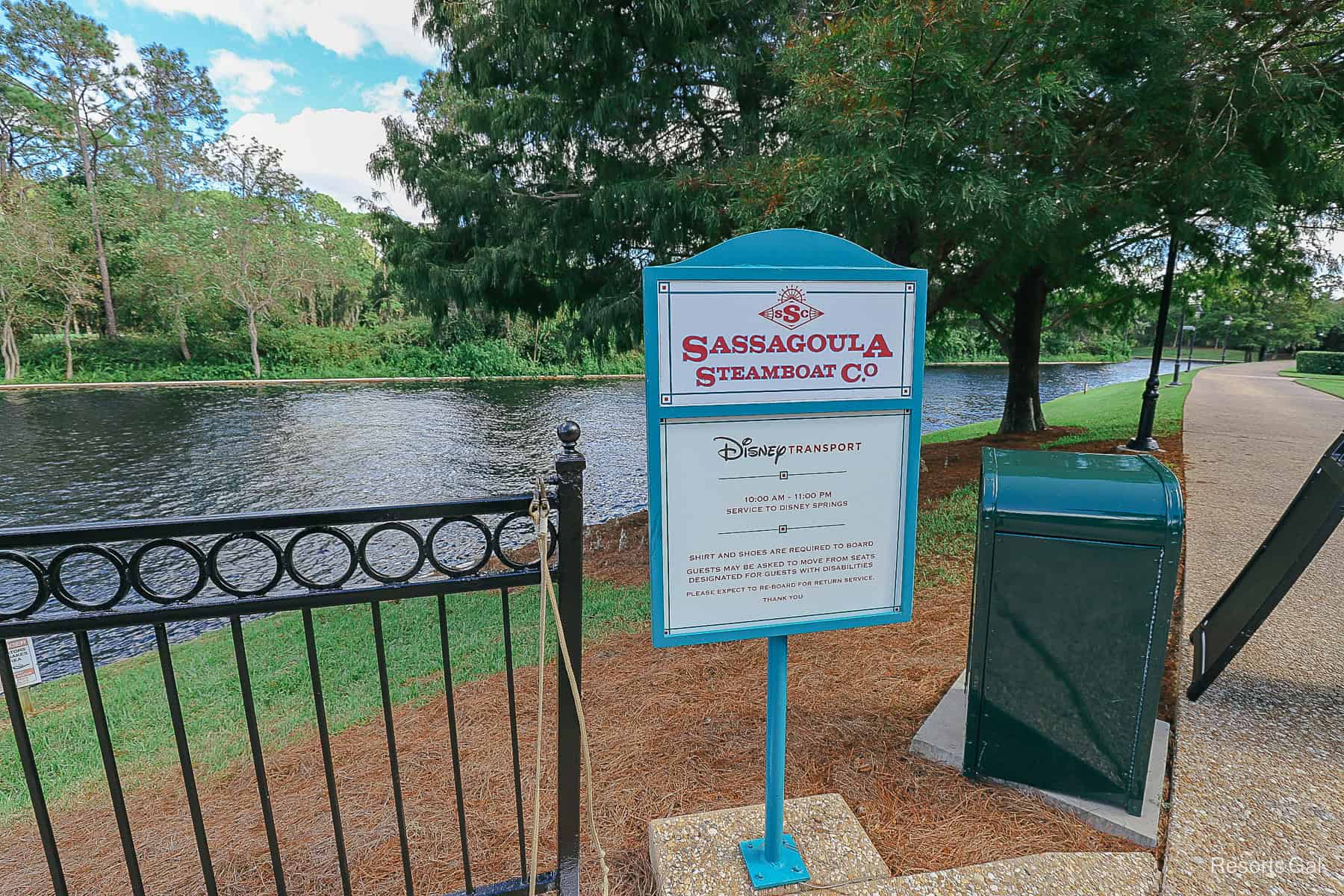 the signage for the water taxis at Port Orleans French Quarter 