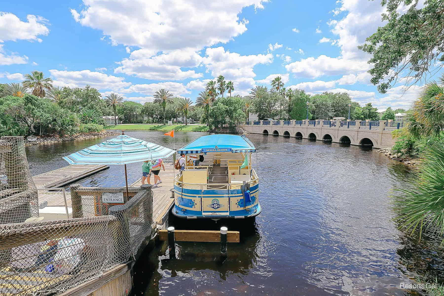 a water taxis docked at Disney's Old Key West Resort 