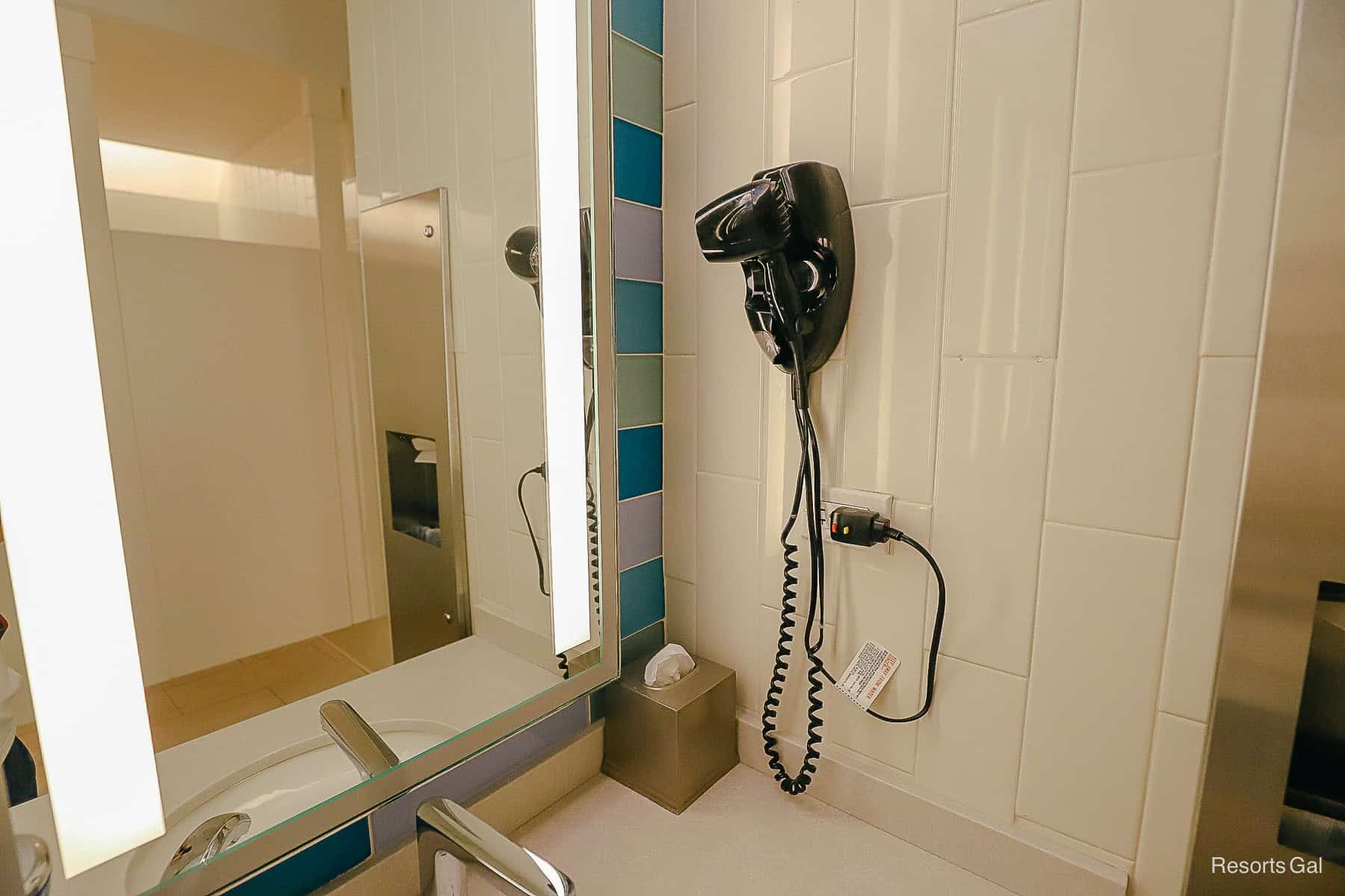 a built-in hair dryer is available in the guest bath near the Swan and Dolphin pools 