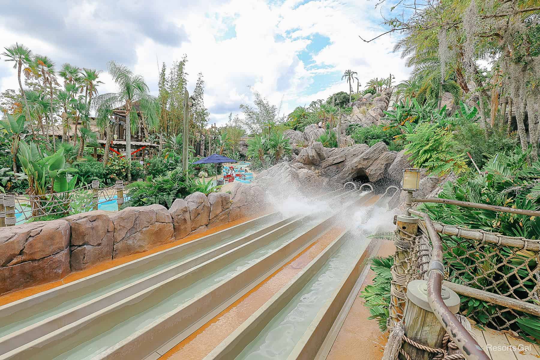 the slide exit to Humunga Kowabunga at Typhoon Lagoon 