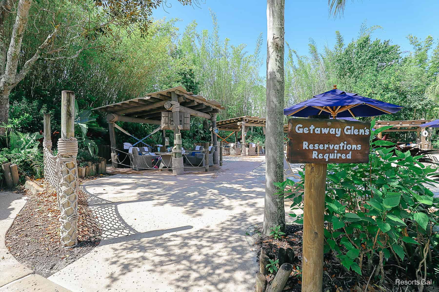 Getaway Glen's at Disney's Typhoon Lagoon, a beach area with Beachcomber Shacks 