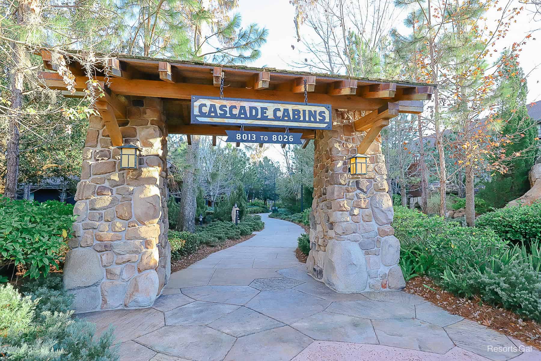 entrance to Cascade Cabins area at Disney's Wilderness Lodge 