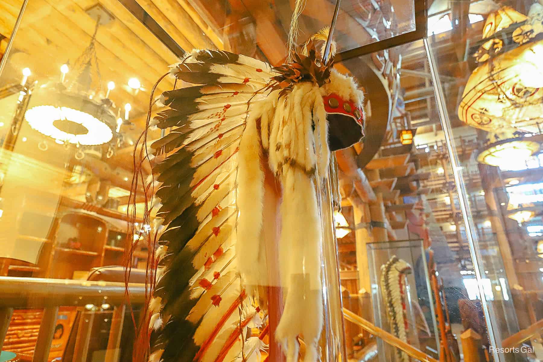 Native Headdress in the Wilderness Lodge lobby 