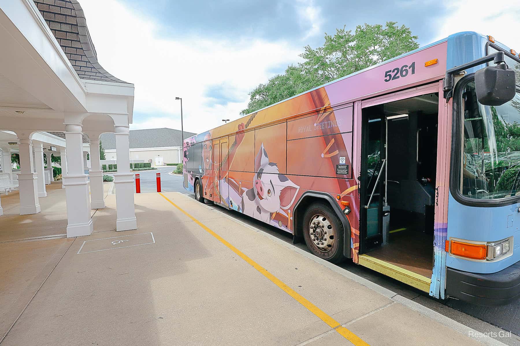 a Moana themed bus at Disney's Yacht Club 