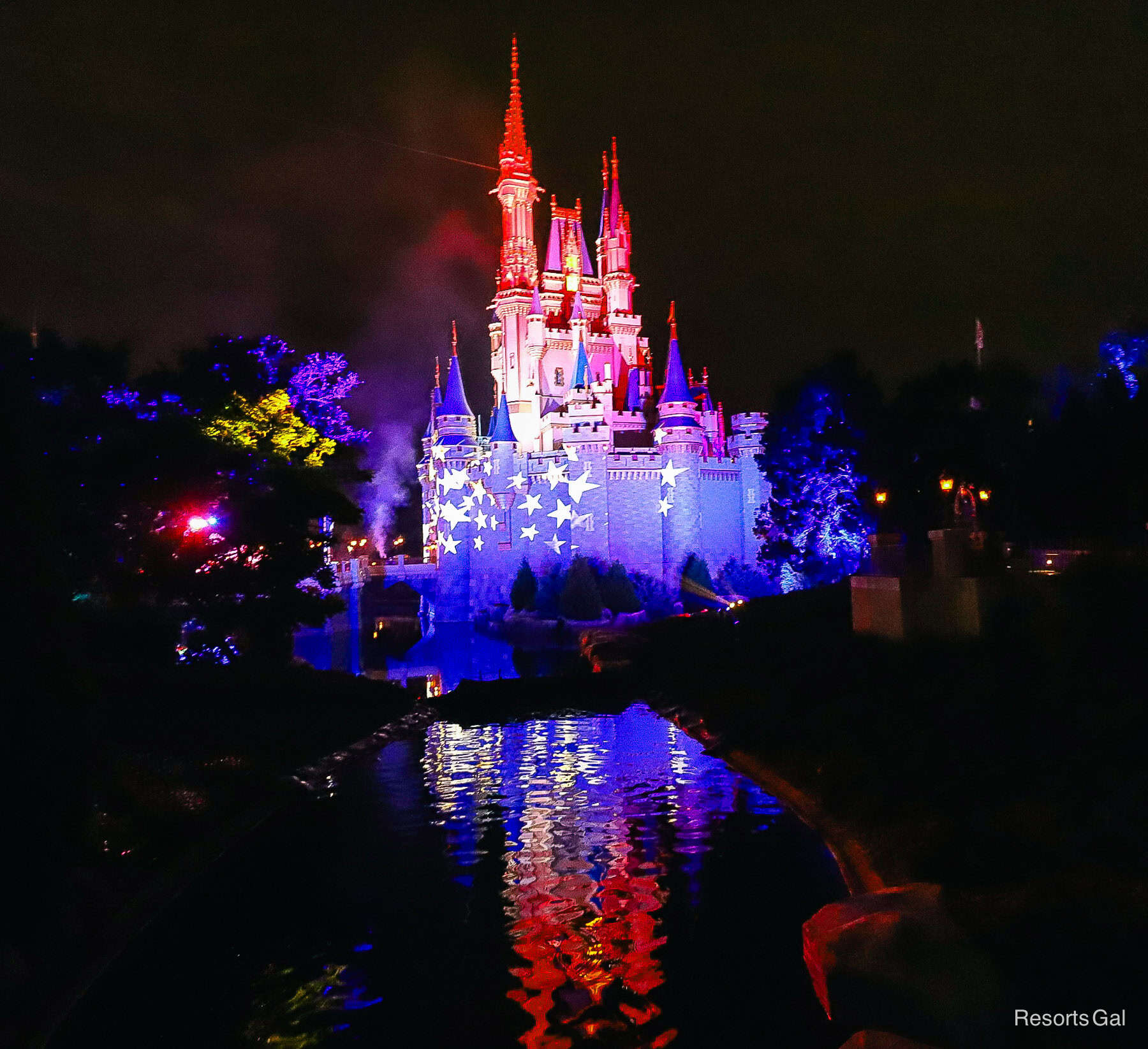 Cinderella Castle American Flag projections for Independence Day holiday 