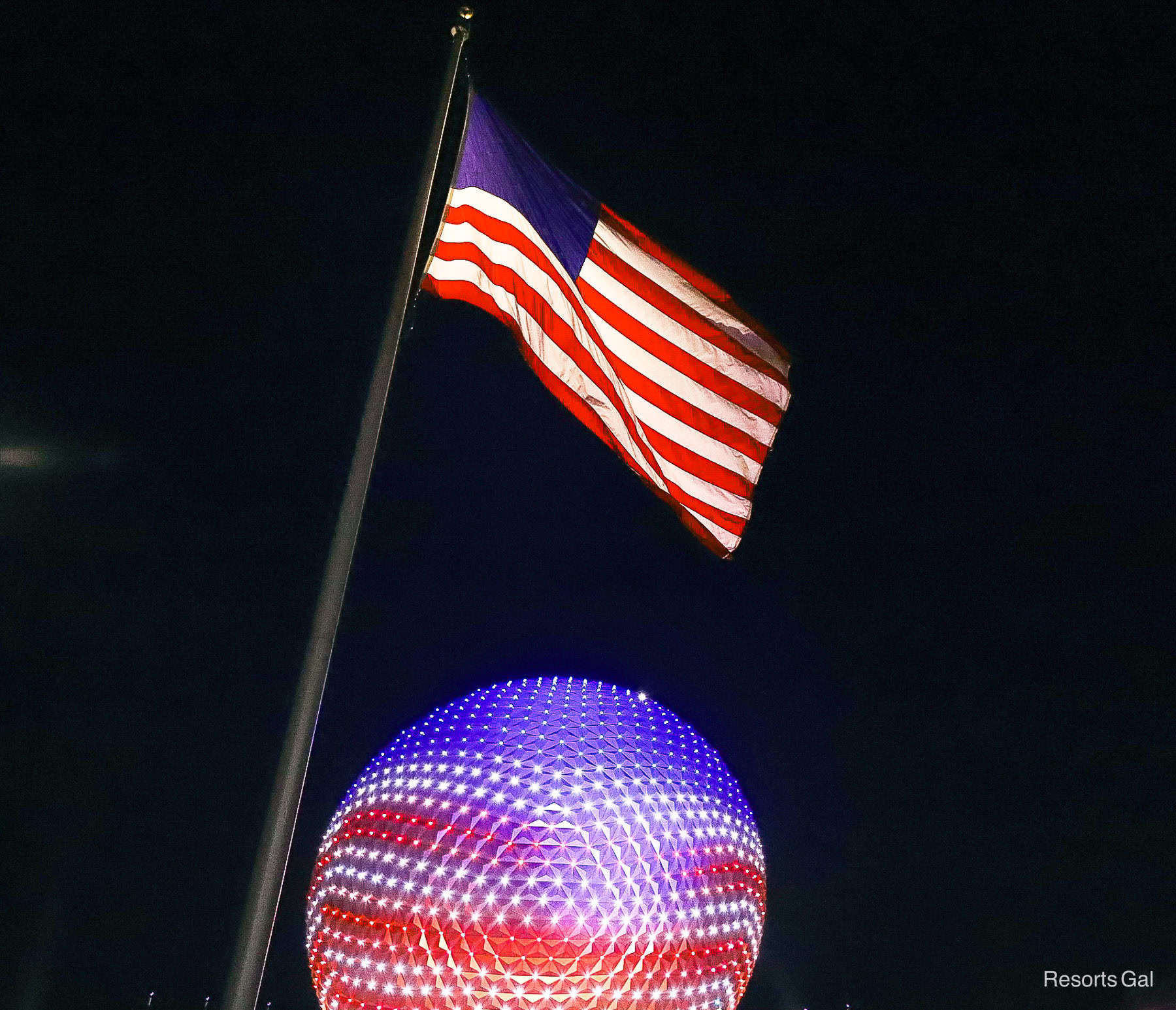 Spaceship Earth on the 4th of July with the American Flag 