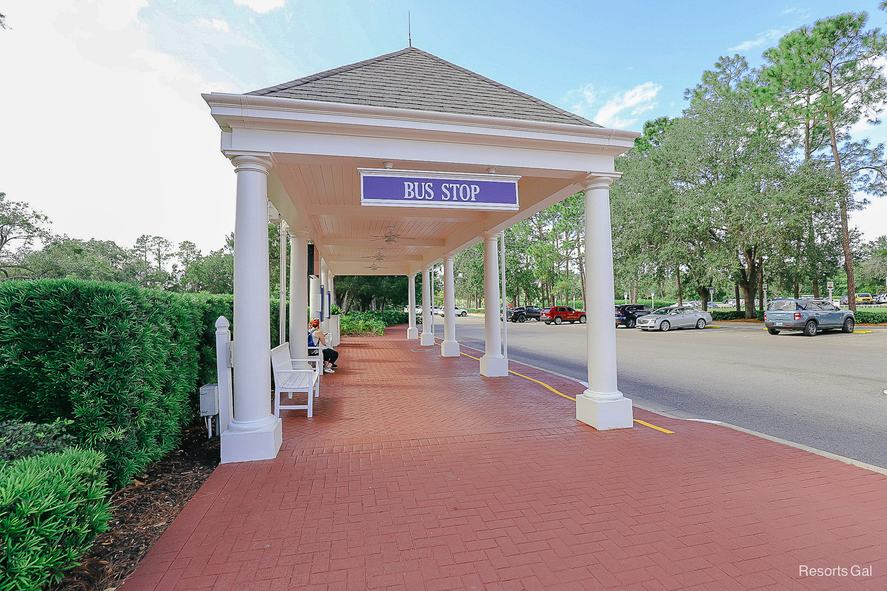 a bus stop at a Disney Resort Hotel 