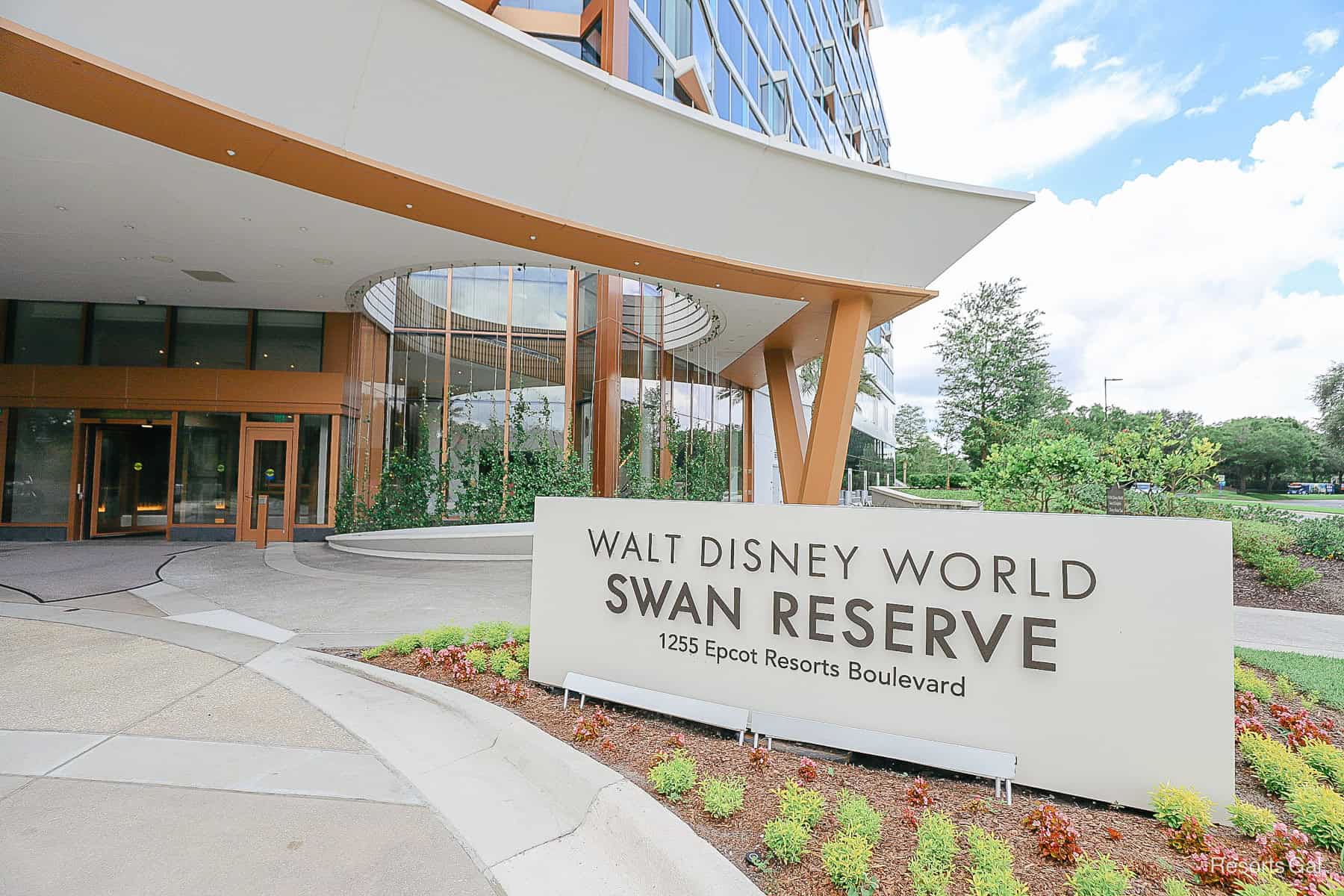 Walt Disney World Swan Reserve hotel entrance sign 