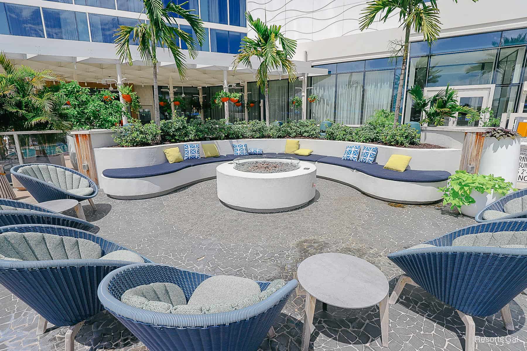 an outdoor lounge area near the pool at the Swan Reserve 