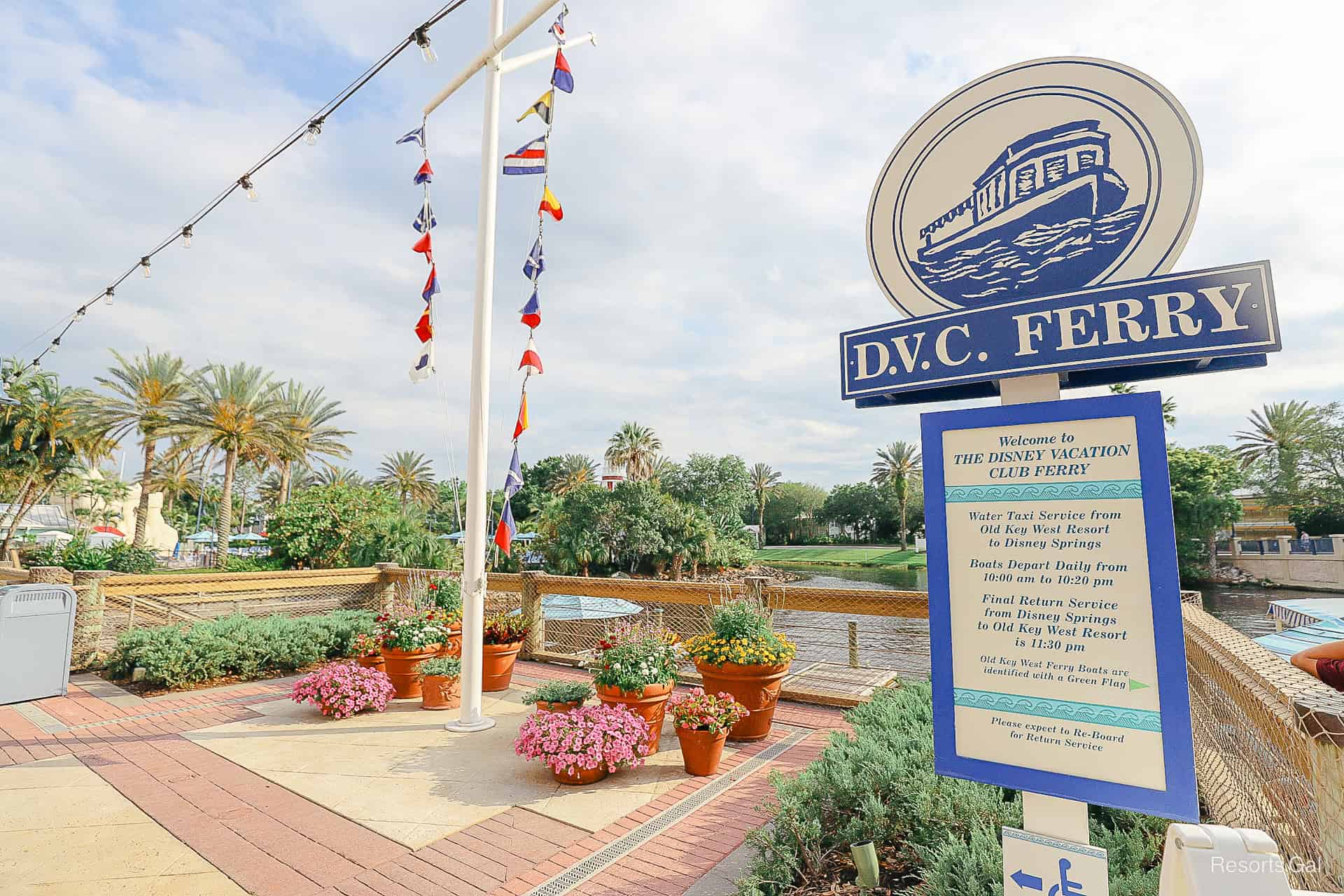 a sign for the DVC Ferry at Disney's Old Key West 