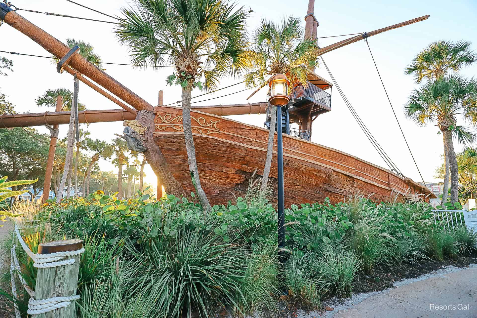 the shipwreck as seen from the Crescent Lake walkway 