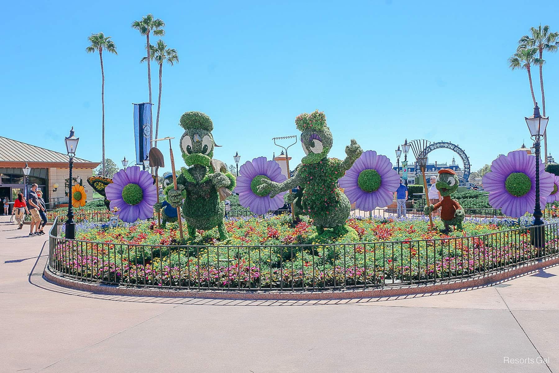 overall view of the topiary in the central plaza garden 