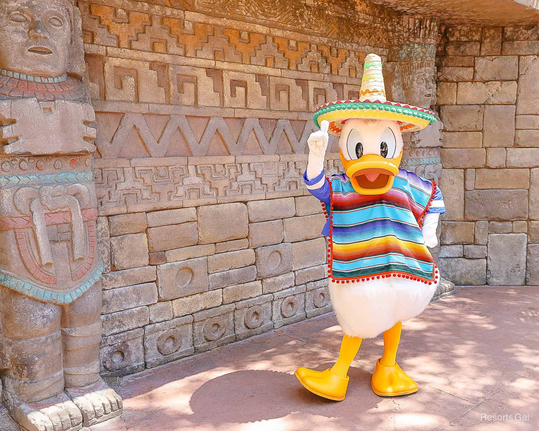 Donald Duck poses in his sombrero at Epcot. 