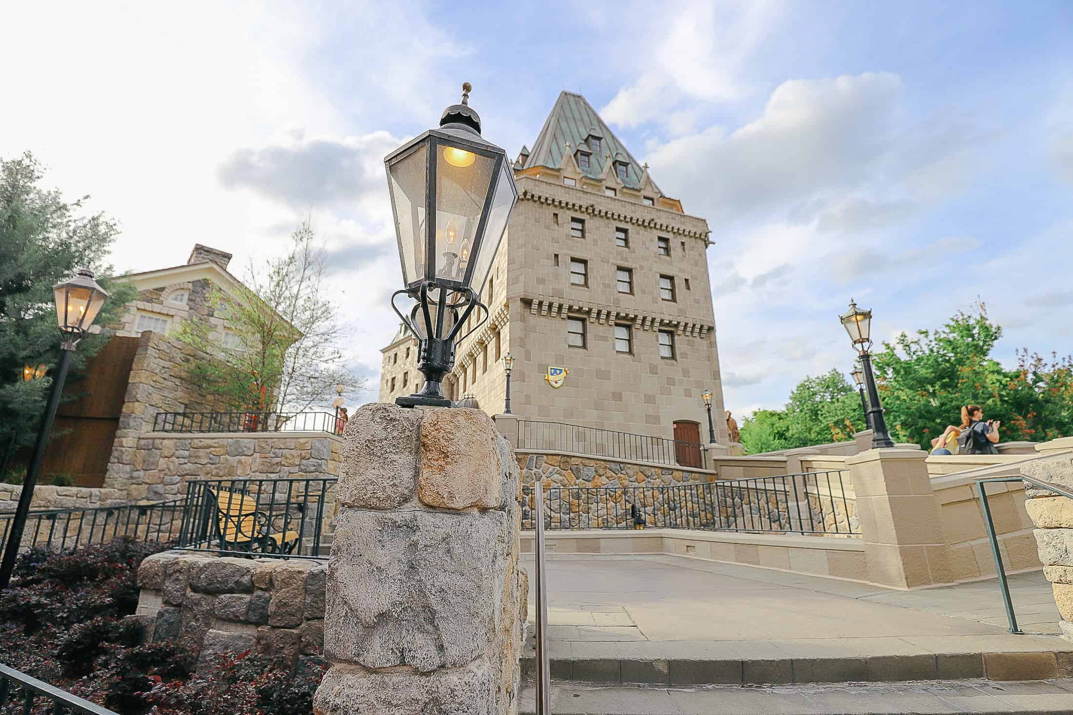 a light pole with the Canada World Showcase country in the backdrop 