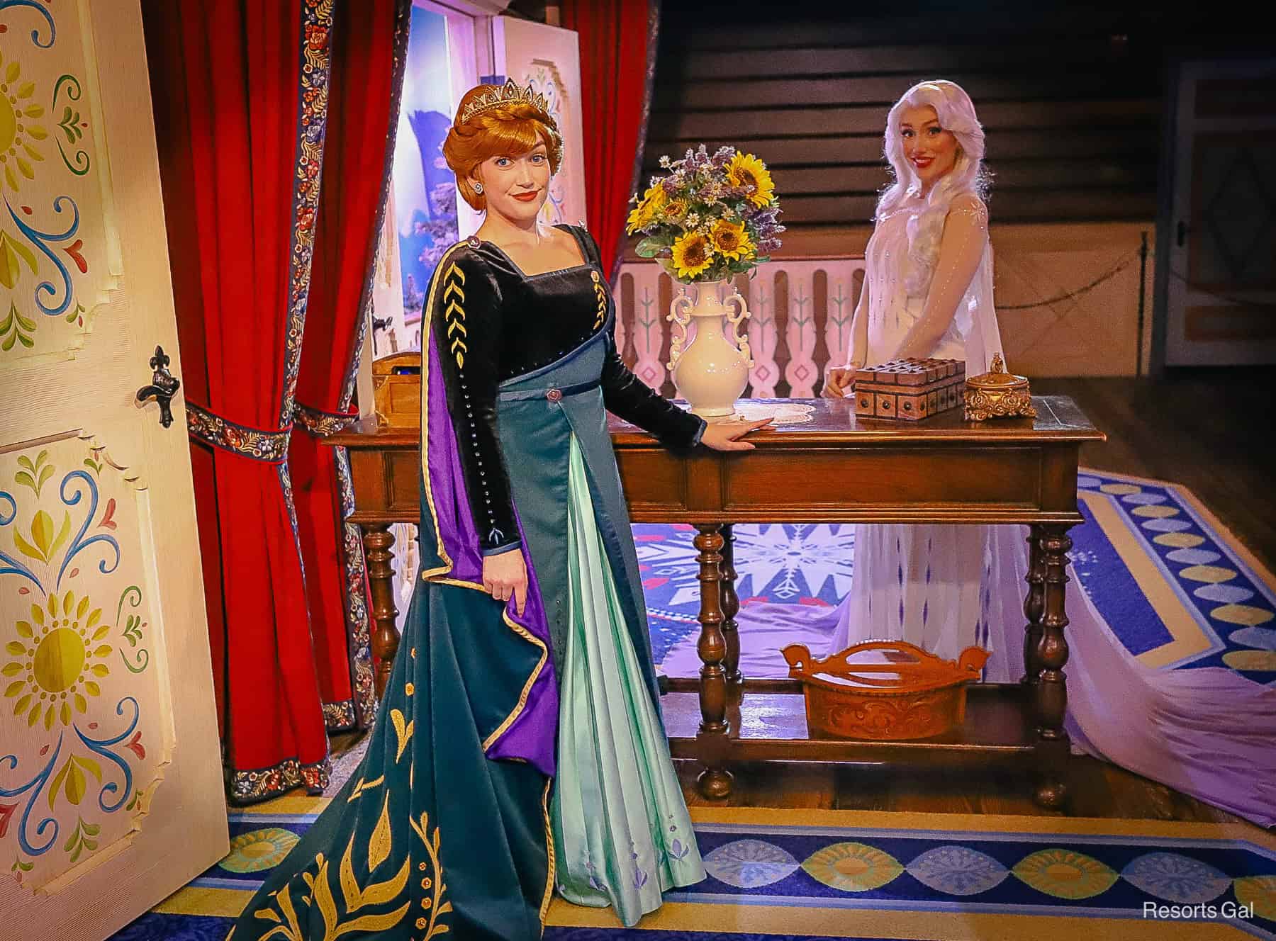 Anna and Elsa at their Epcot meet-and-greet. 