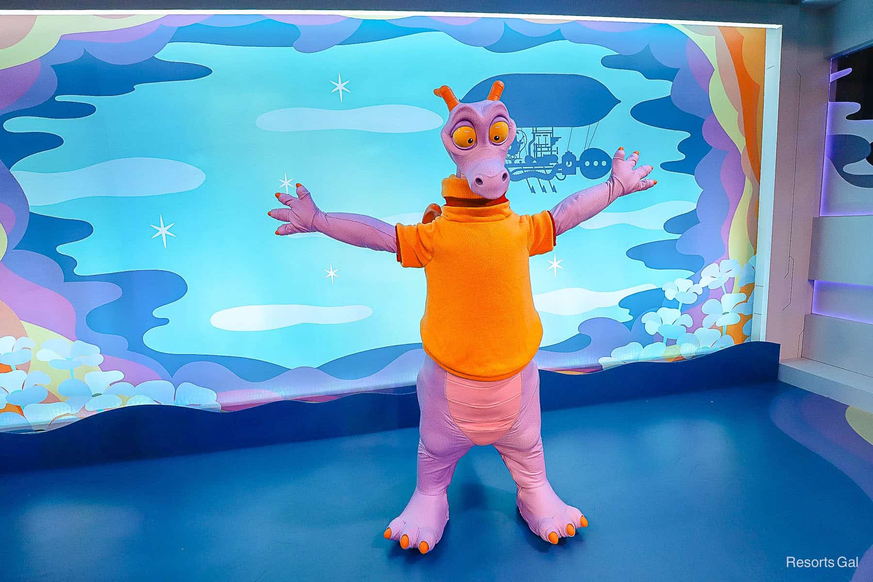 Figment at his Epcot meet-and-greet 