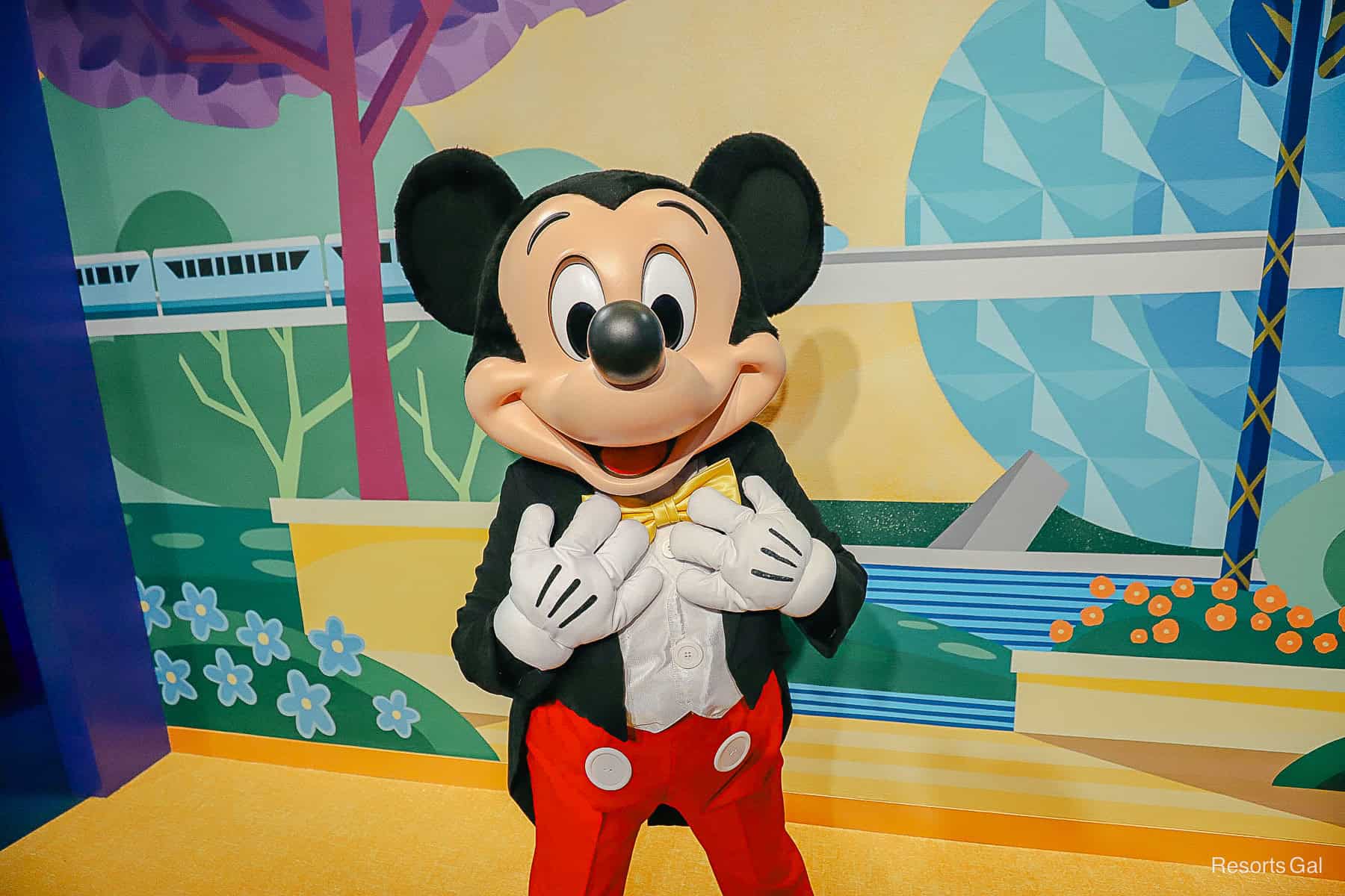 Mickey Mouse at his Epcot characters meet-and-greet.