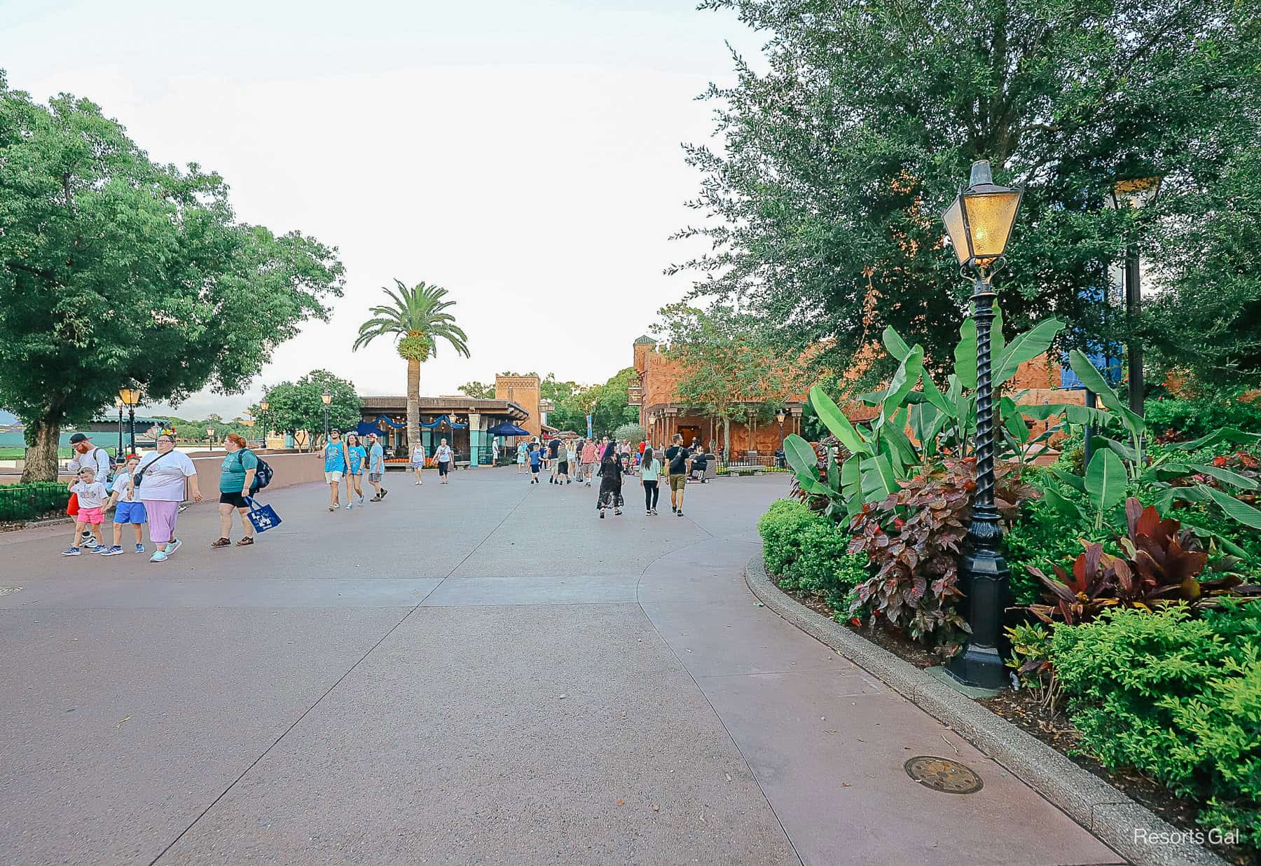 guests walking through the World Showcase at Epcot 