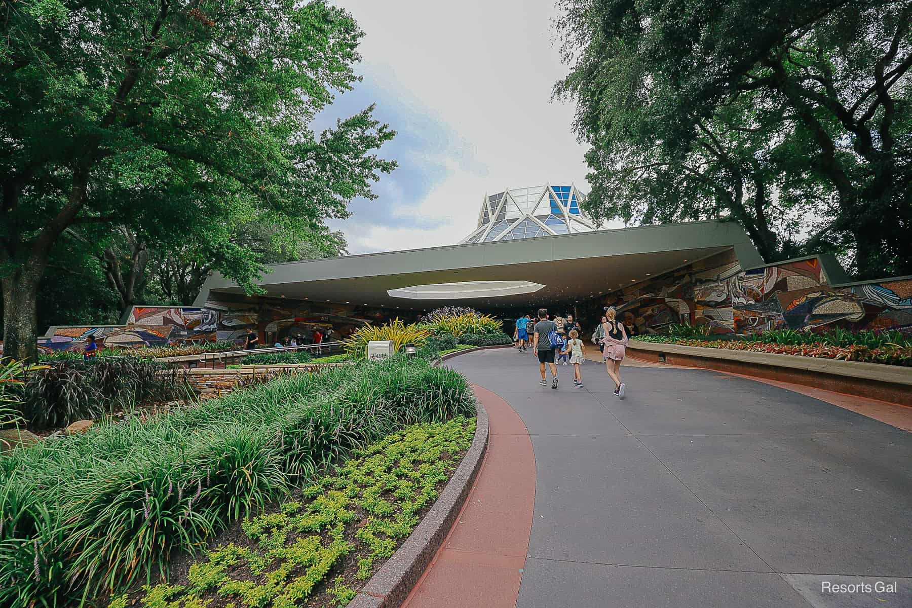 guests walking to the Land Pavilion while touring Epcot 