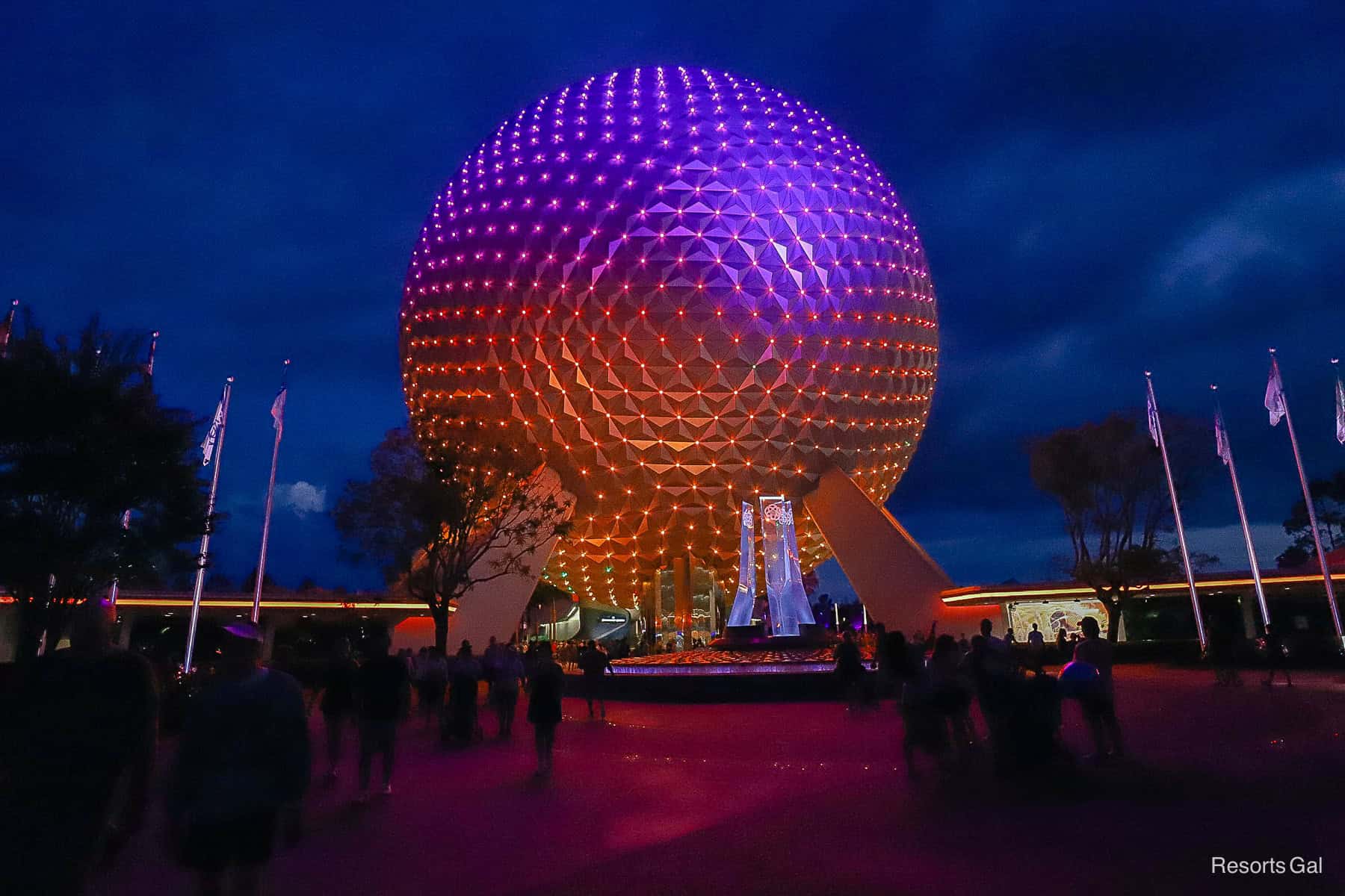 Spaceship Earth at Epcot at Night 