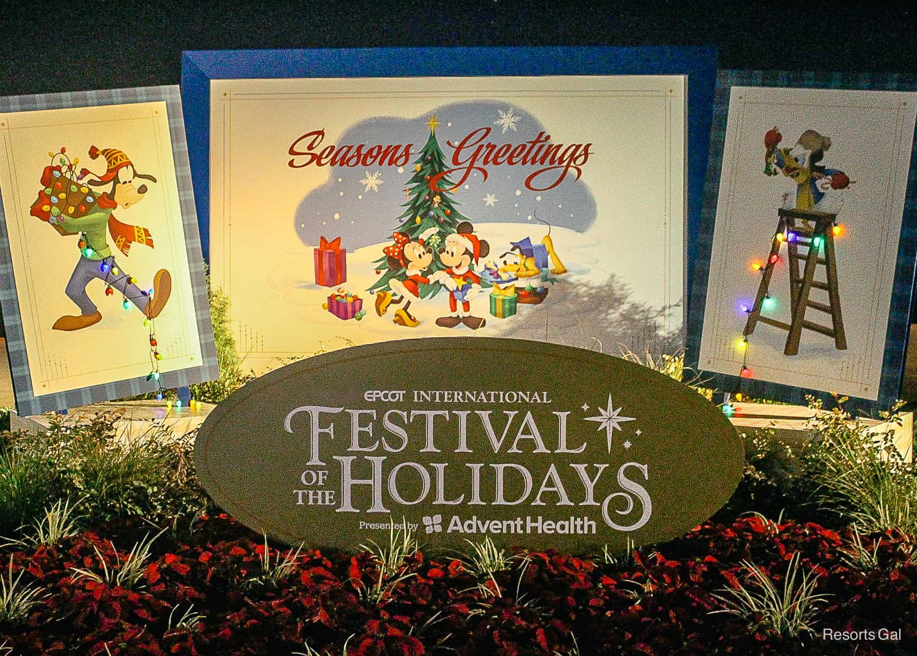 signage for the Epcot Festival of the Holidays featuring the Fabulous Five 