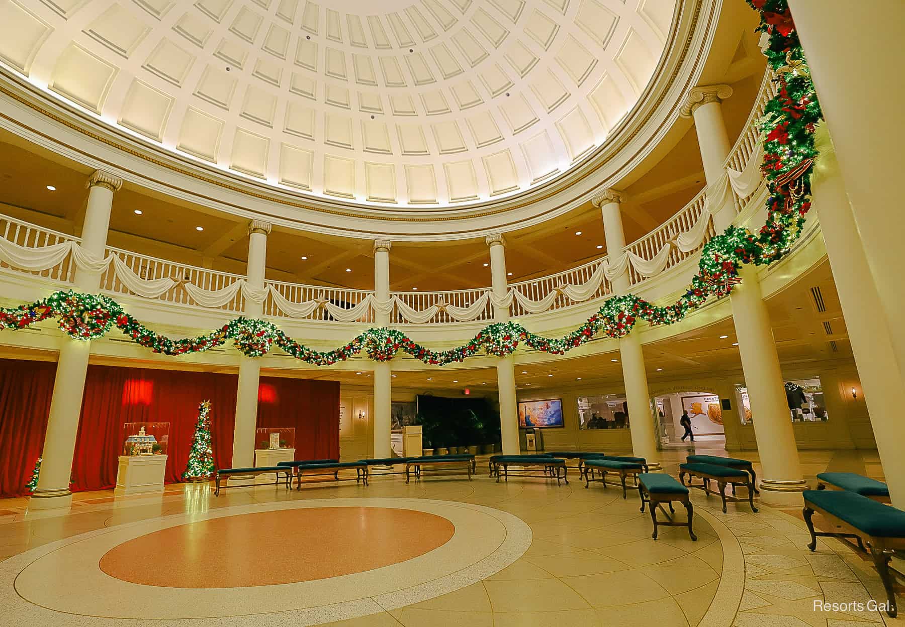 the rotunda where the Voices of Liberty perform during the Epcot International Festival of the Holidays 