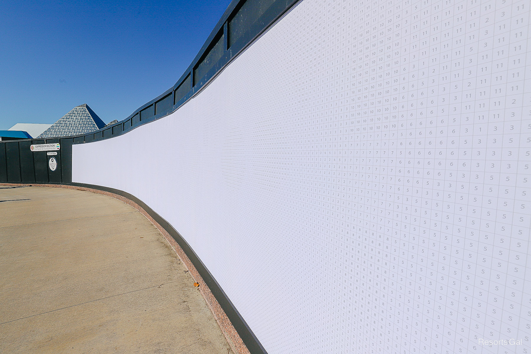 Blank mural with squares and the numbers for the paint color 