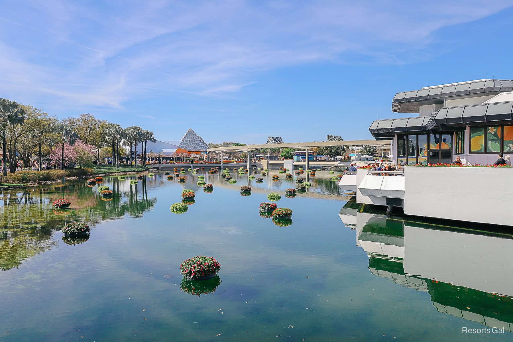 a scenic photo of Epcot during Flower and Garden 