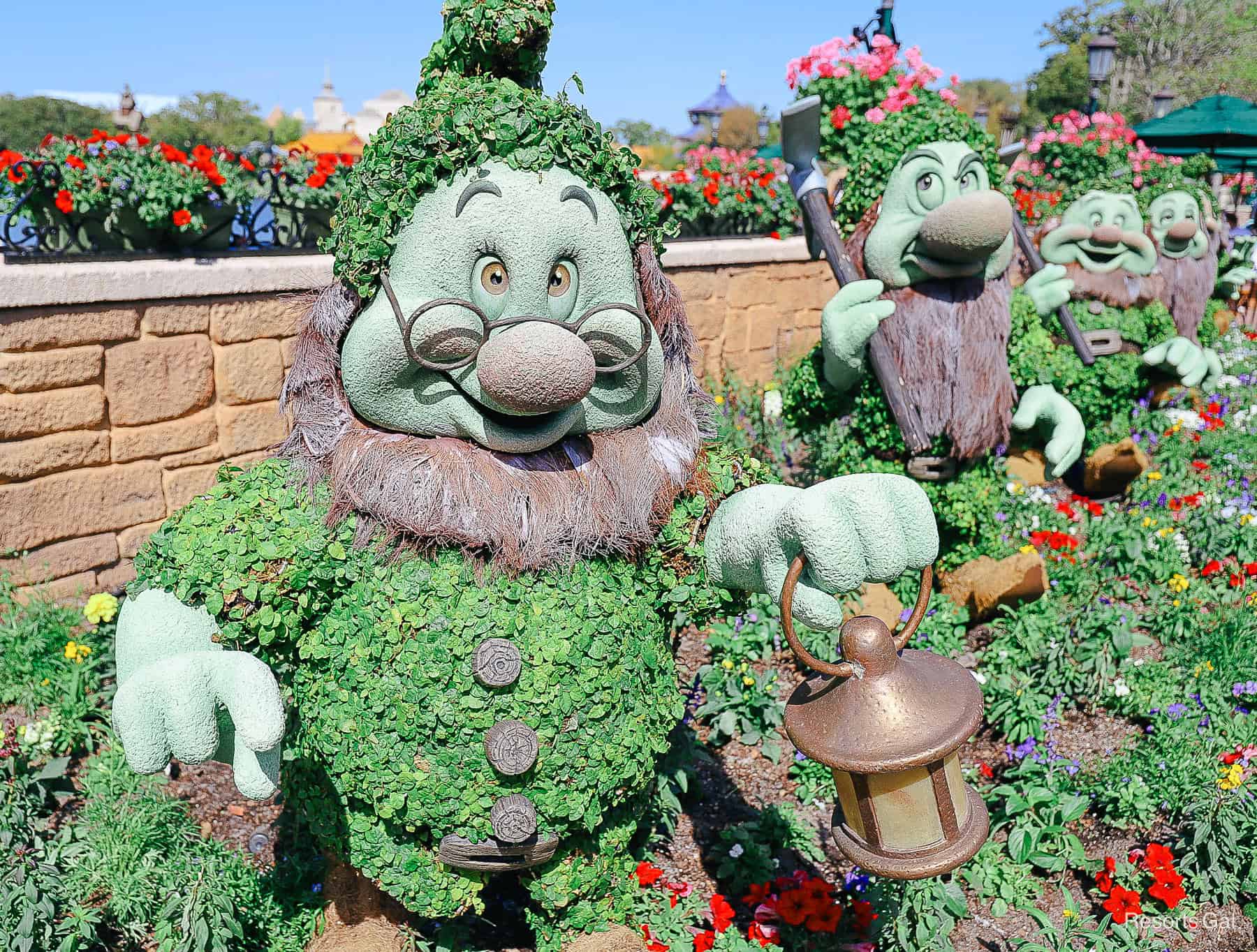 a topiary featuring the Seven Dwarfs at the Epcot International Flower and Garden Festival 