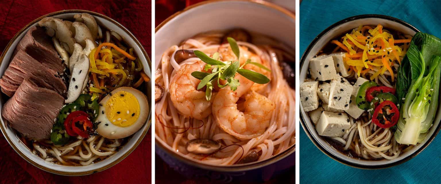 collage of various ramens available at Epcot's 2024 Food and Wine Festival 