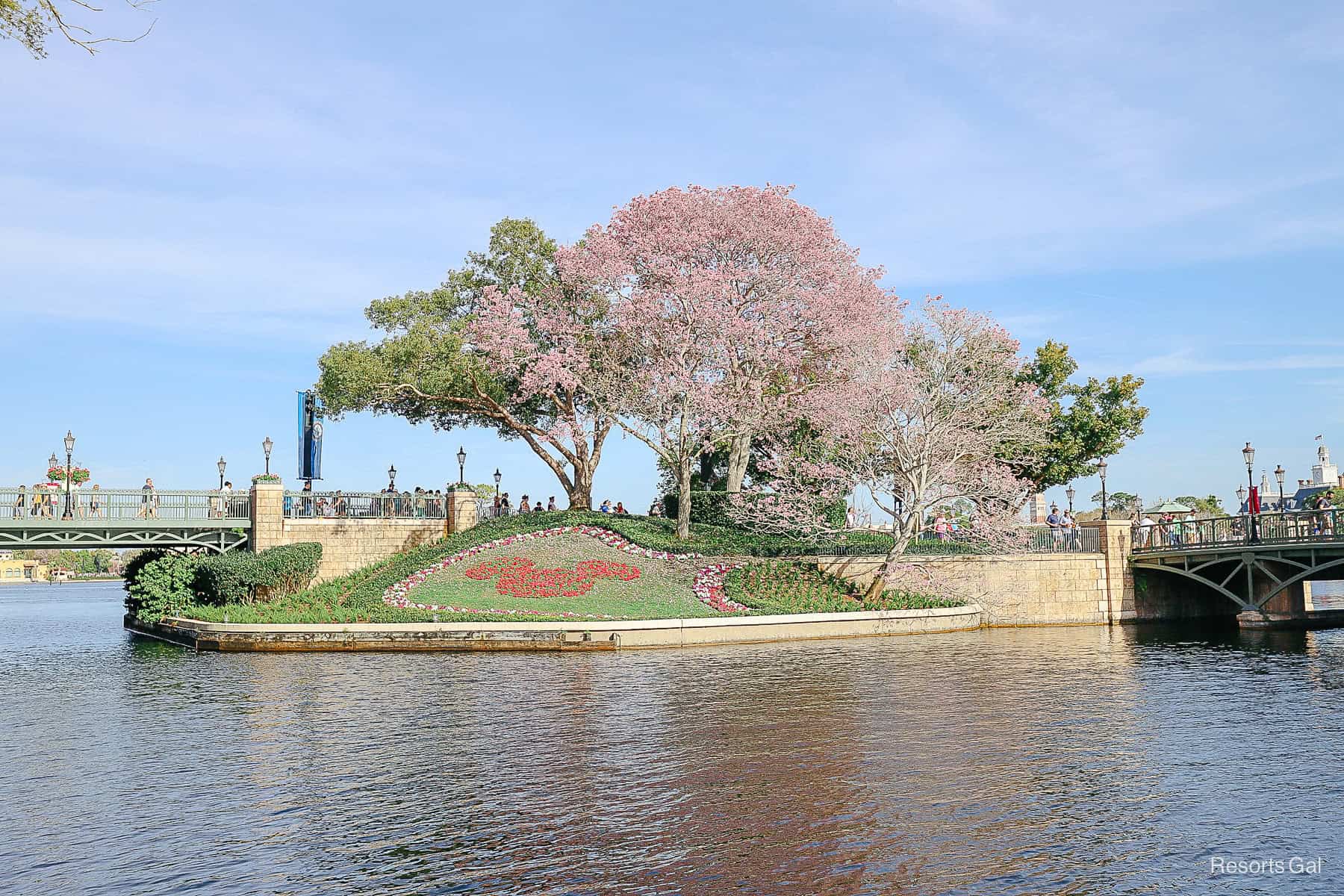 the bridge to the France Pavilion at Epcot during the Flower and Garden Festival 