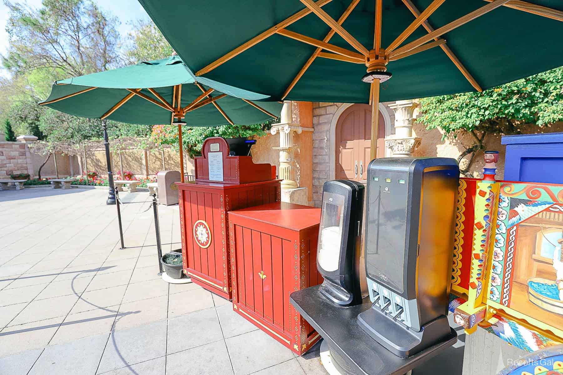 beverage stand with umbrellas 