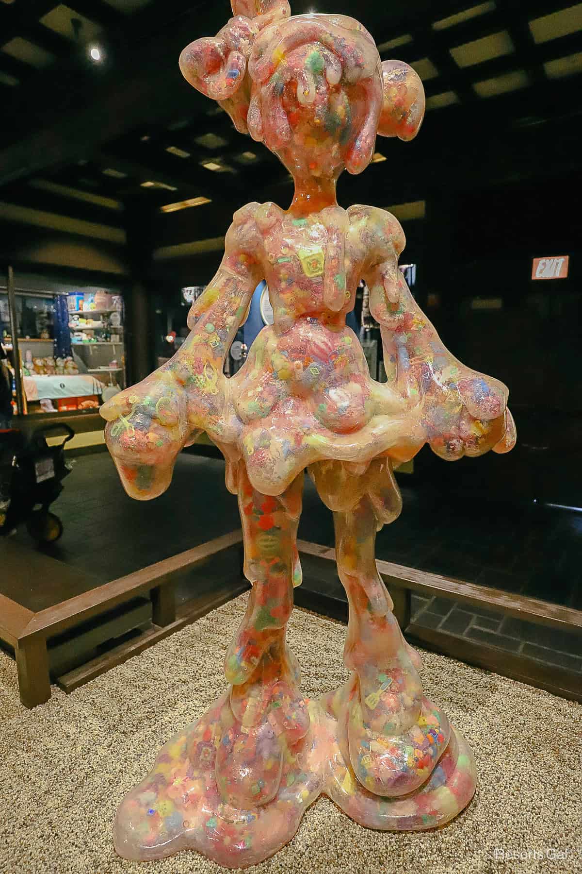 plastic life-size girl figure filled with candy in the Cute display at Epcot's Japan Pavilion