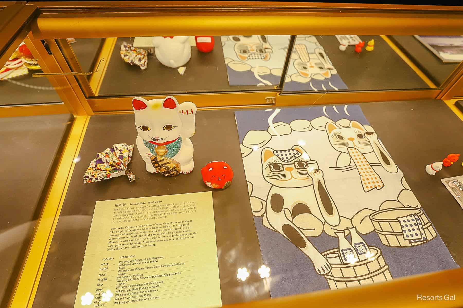 a display that shares how cats are important to Japanese culture 