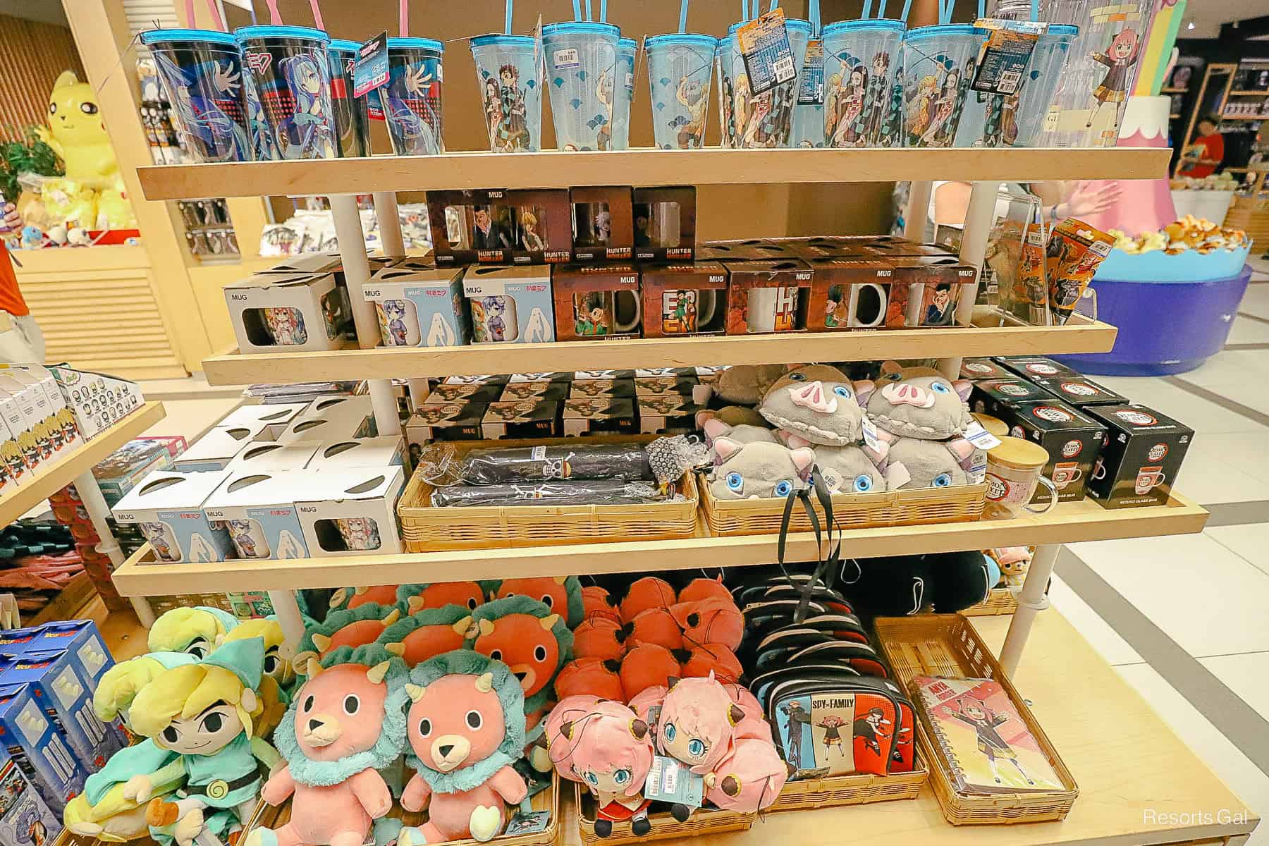 a display with various cute Japanese inspired merchandise 