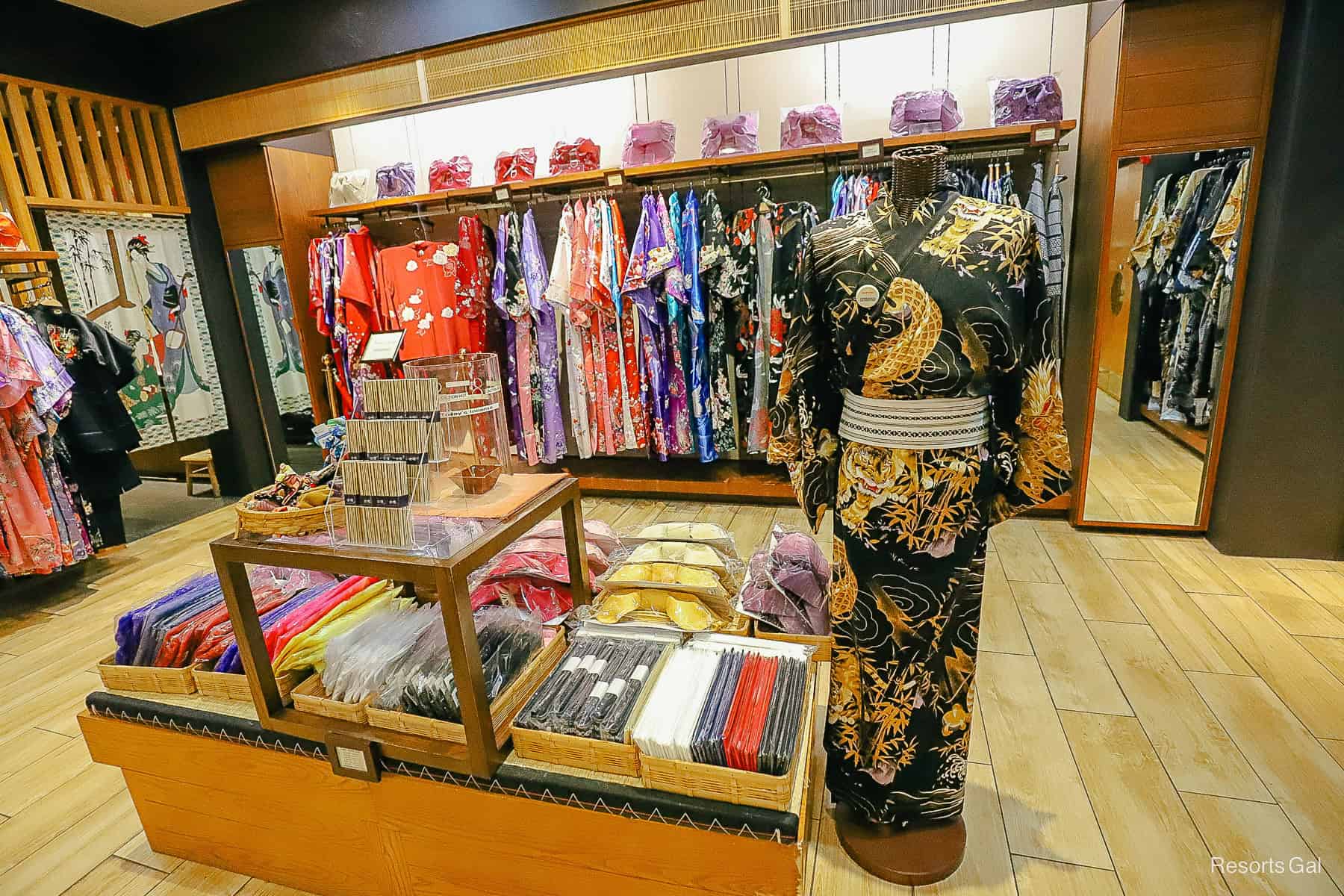 beautiful Kimonos on display at Japan Pavilion in Epcot 