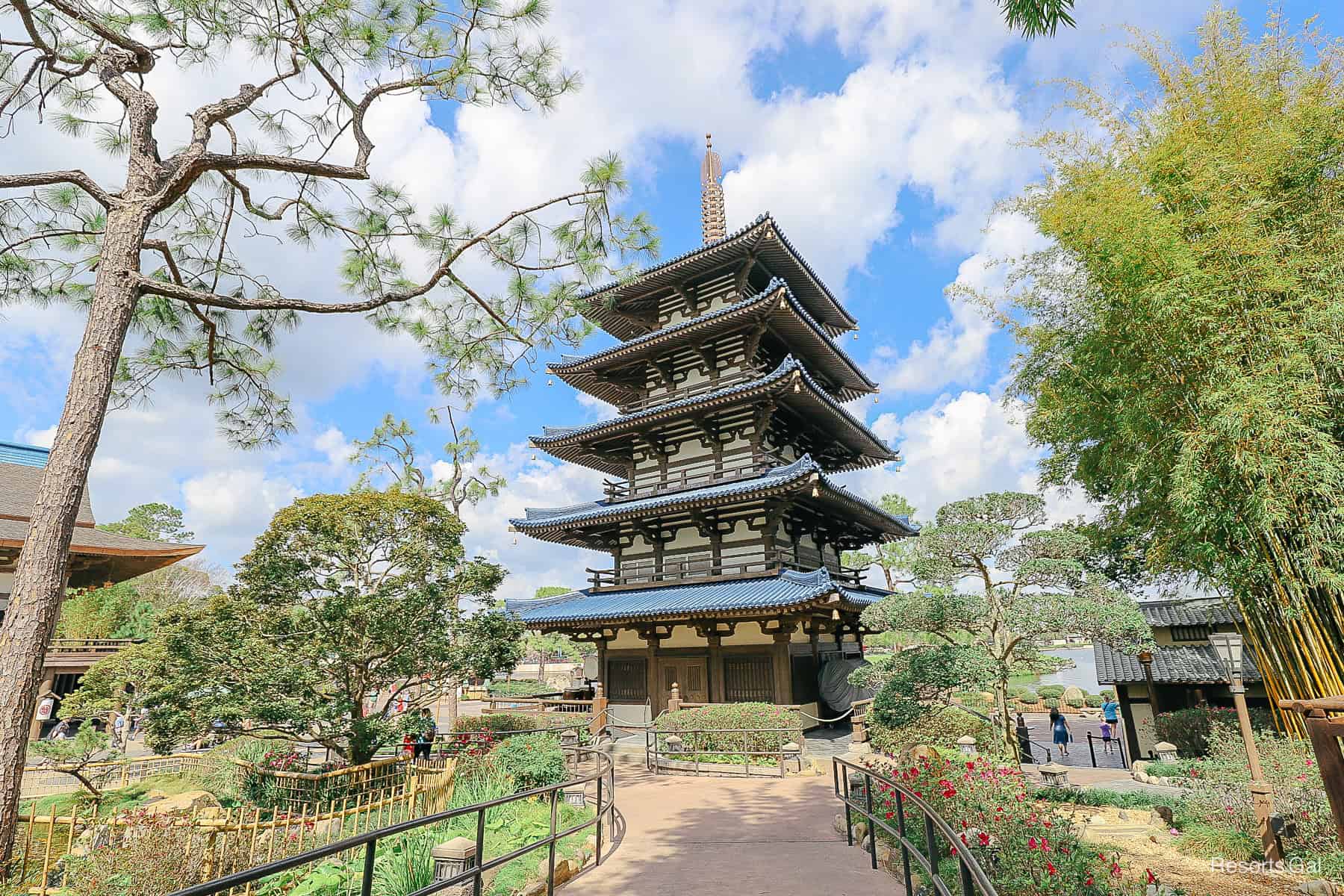 the pagoda sits in the center of the Japan Pavilion at Epcot 